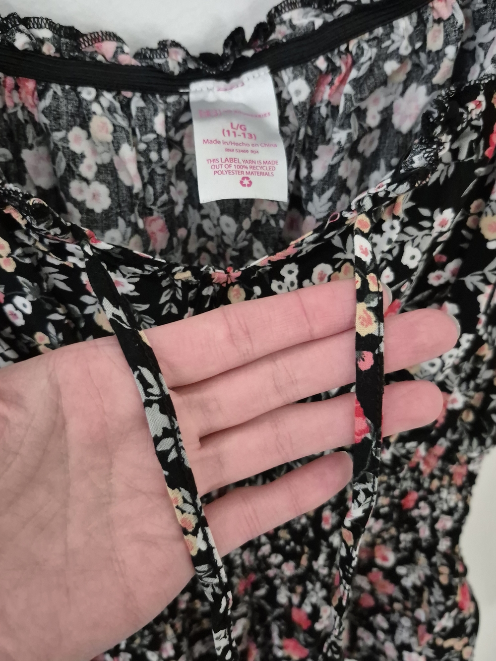 No Boundaries Floral Puff-Sleeve Smocked Waist Top - Picture 3 of 7